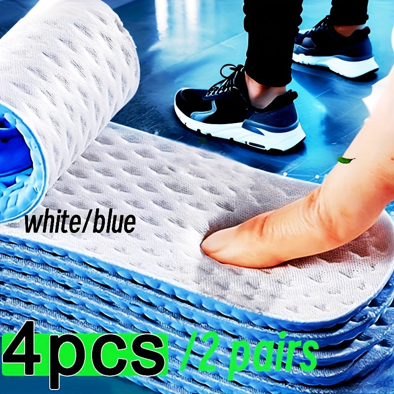 Unisex Summer Cooling Insoles Breathable Shock Absorbing Blue 4pcs