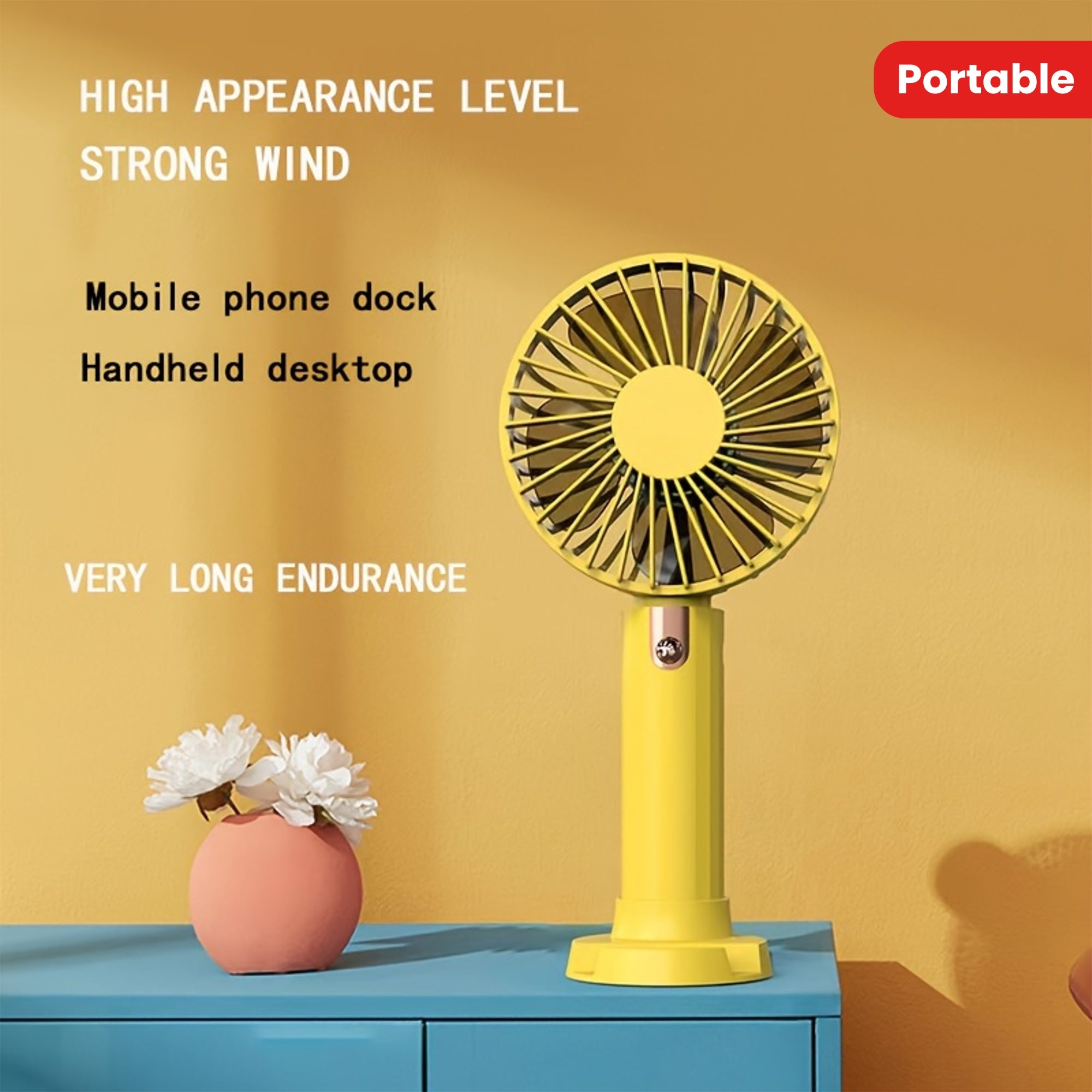 Handheld Desktop Fan High Power Silent Portable Fan for Travel and Home