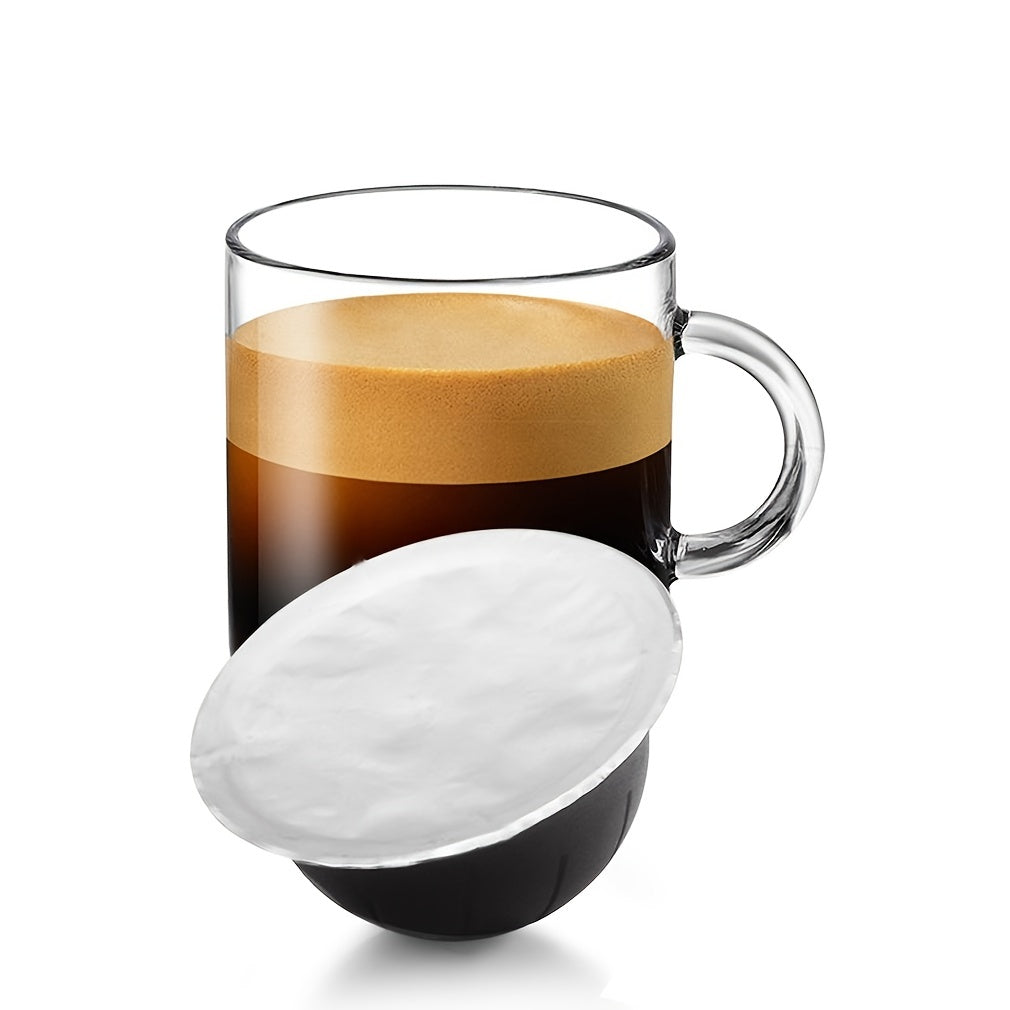 Aluminiy muhrlar va stikerlar bilan bir martalik qayta to'ldiriladigan kapsulalar, Nespresso Vertuo Plus avtomatik qahva tayyorlash mashinasi uchun mukammal, diametri 59 mm.