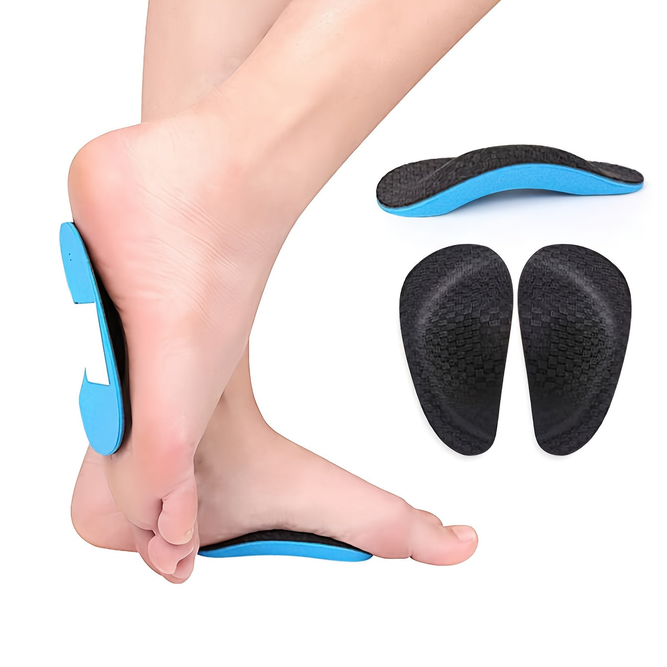 Unisex Memory Foam Insoles Blue Arch Support Shock Absorbing Heel Lift