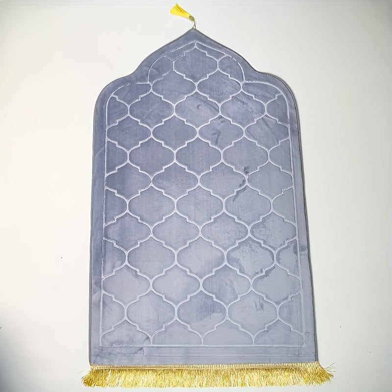 Flannel Prayer Mat Non-Slip Portable Solid Color Embossed for Eid Worship