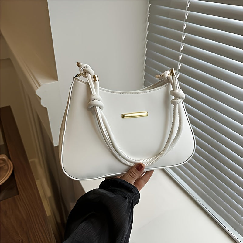 Black Square Handbag with Zipper Closure Crossbody Edge Paint Detail PU Casual Women's