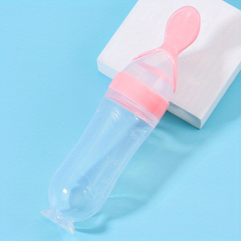 Silicone Baby Feeding Bottle with Spoon for Infants and Toddlers