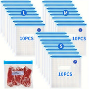 Reusable Food Storage Bags Set 30 Pouches in 3 Sizes for Fresh Food Preservation