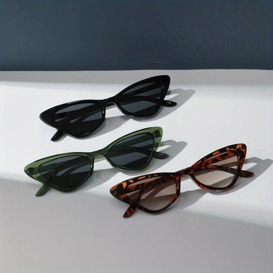 Juego de 3 gafas de ojo de gato unisex con lentes en degradado estilo Y2K, montura transparente, casual y para exteriores