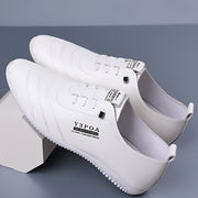 Men's Slip-On Loafers with Soft PU Upper Rubber Sole Round Toe Casual Black Striped