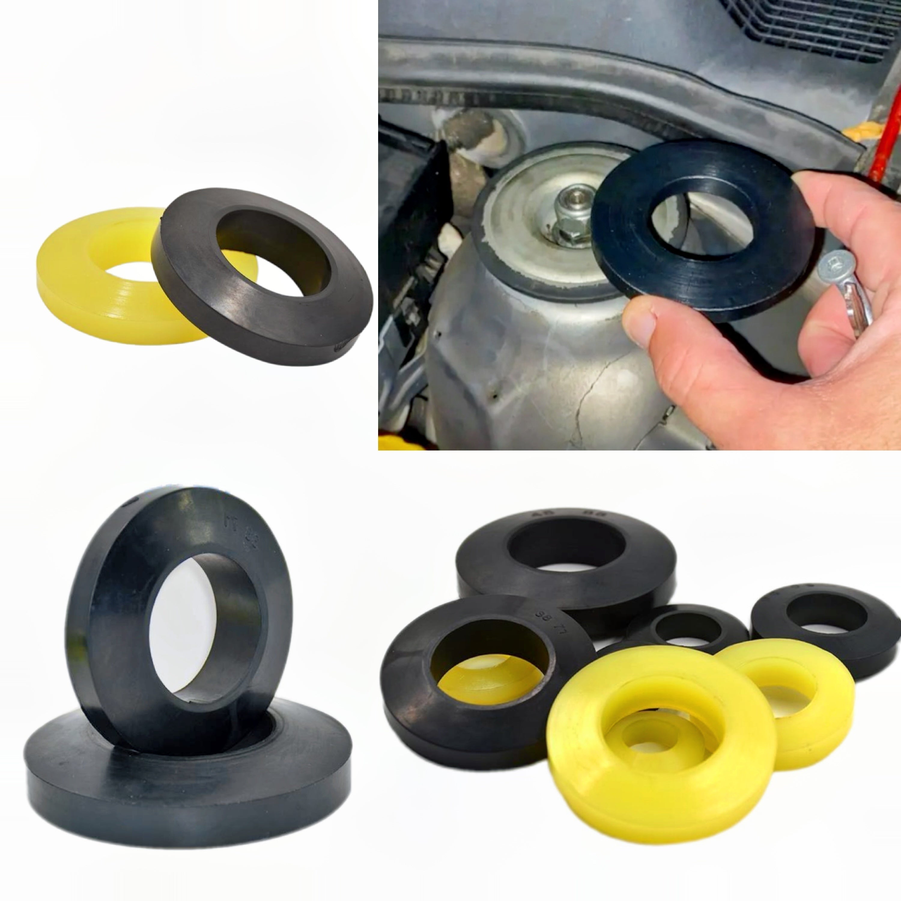 2-Pack Universal Rubber Shock Absorber Mounts for Suspension Damping