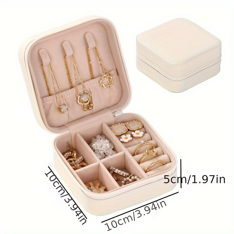 Caja organizadora portátil para joyas para pendientes, collares y anillos, almacenamiento de viaje