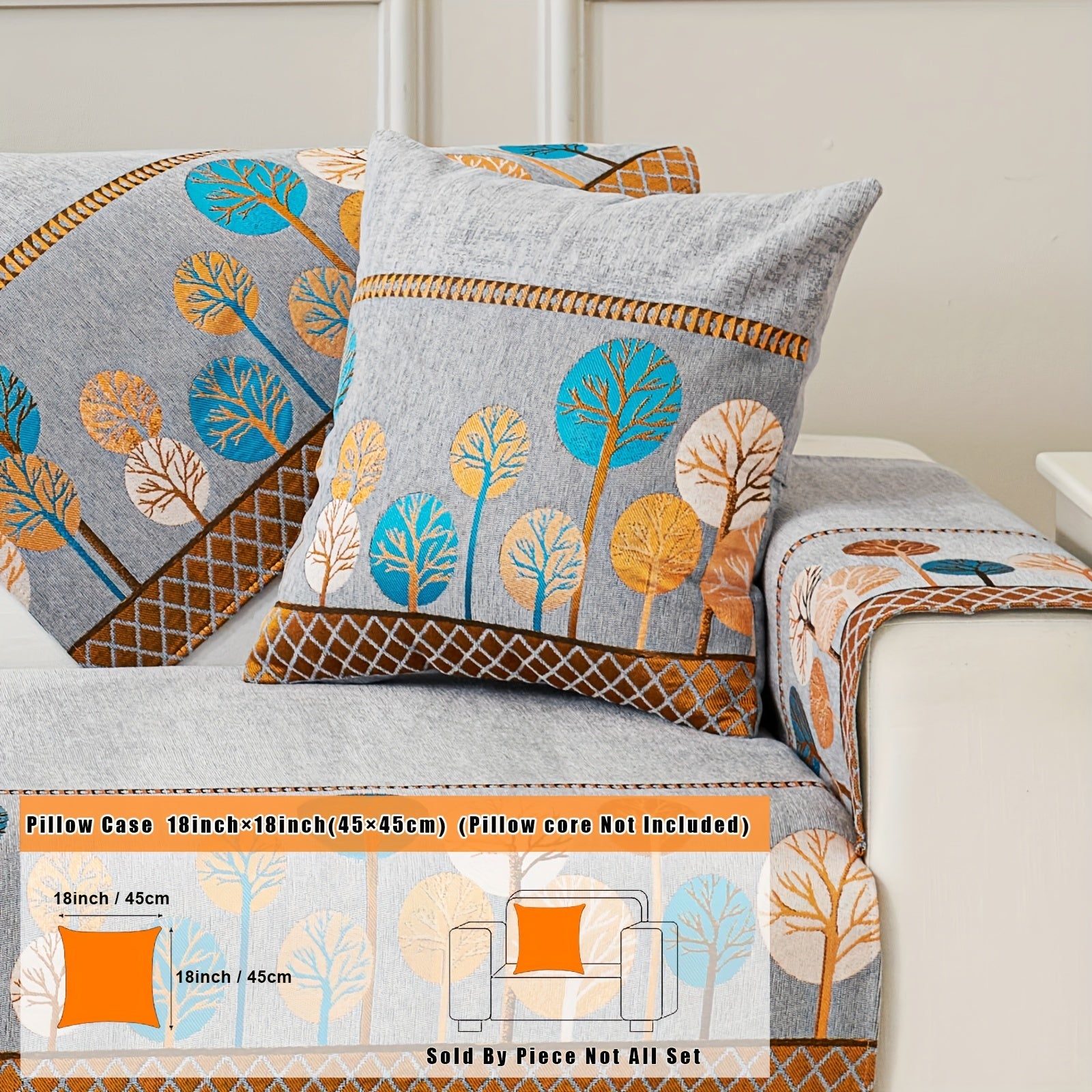 Bohemian Moonlit Trees Sofa Cover for Single to Quadruple Seaters Pet-Friendly Machine Washable Viscose