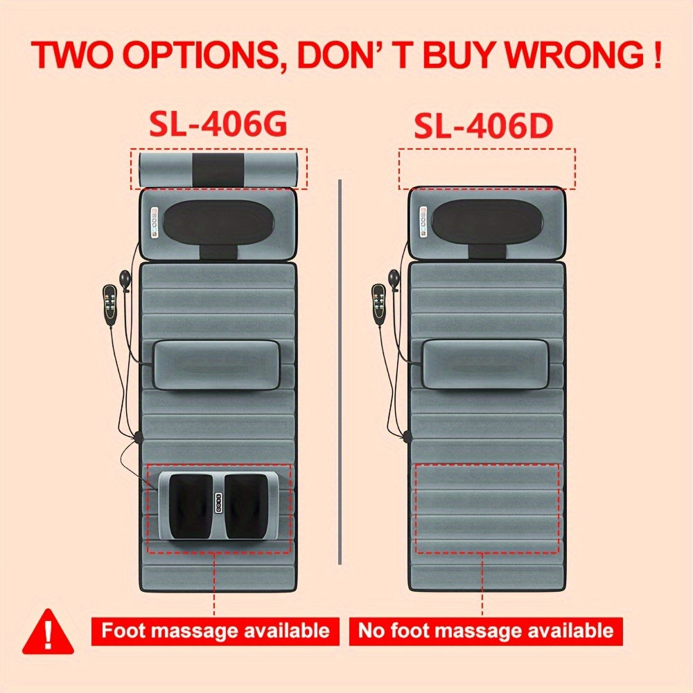 Full-Body Massage Mat with Heat Foot Vibration 9 Settings 3 Timer