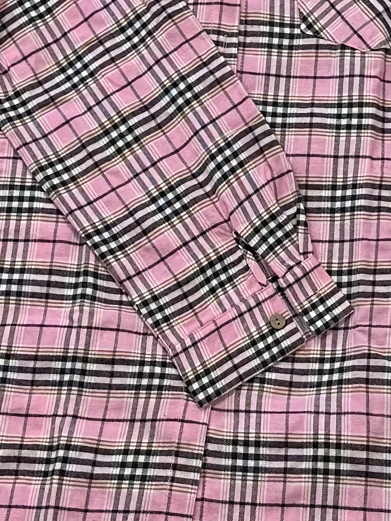 Plus Size Women's Plaid Button-Up Shirt Long Sleeve Green White Fall Spring