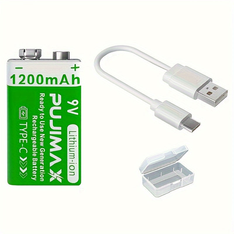 Lithium Battery with Type-C Port Rechargeable 9V Pack of 1 2 or 4