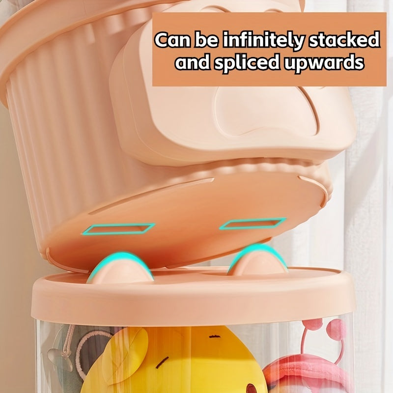 Estante de almacenamiento transparente con temática de animales, apilable, organizador de juguetes de peluche para sala de juegos y hogar