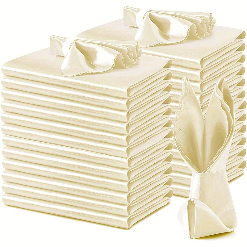 12pcs Satin Napkins and Velvet Table Runner Set 43x43cm for Wedding and Party Decor