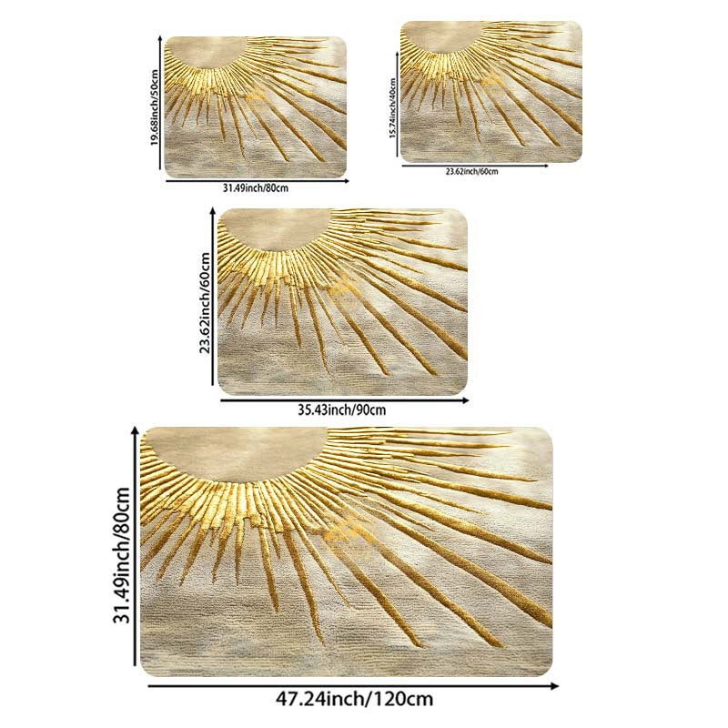 Rectangular Sunburst Entrance Mat Indoor Rug Soft Thick Sponge Machine Washable Polyester