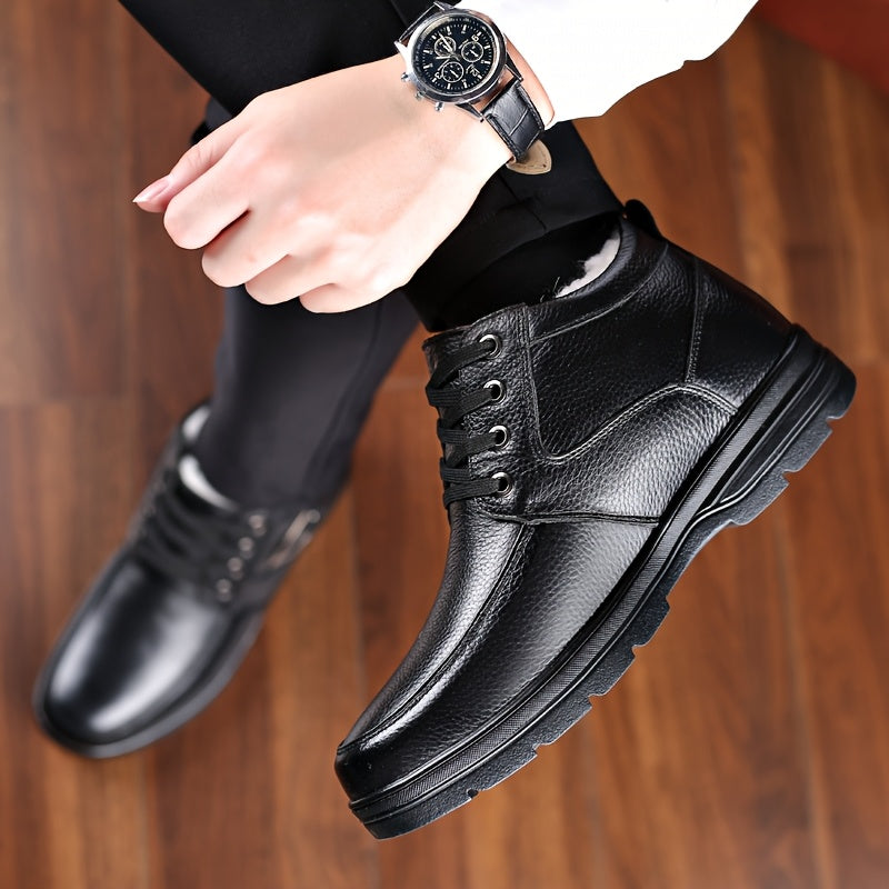 Men's Fleece-Lined Ankle Boots for Outdoor Activities Fall Winter Durable Rubber Sole