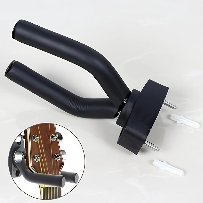 Stainless Steel Wall Mount Guitar Holder Adjustable Non-Slip Black