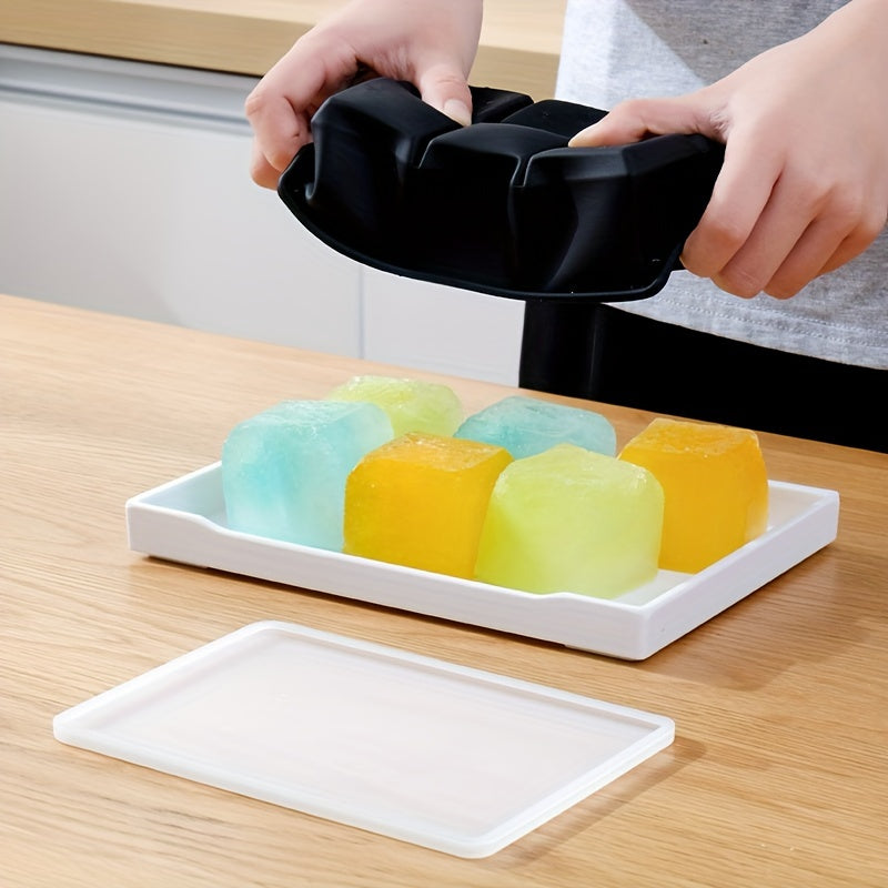 Large Square and Sphere Ice Cube Trays Set for Whisky and Cocktails Black