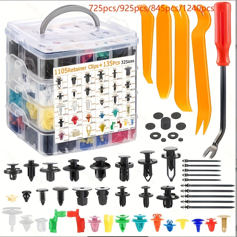 Universal Car Fastener Kit 1240 Pcs Bumper Clips Auto Fasteners