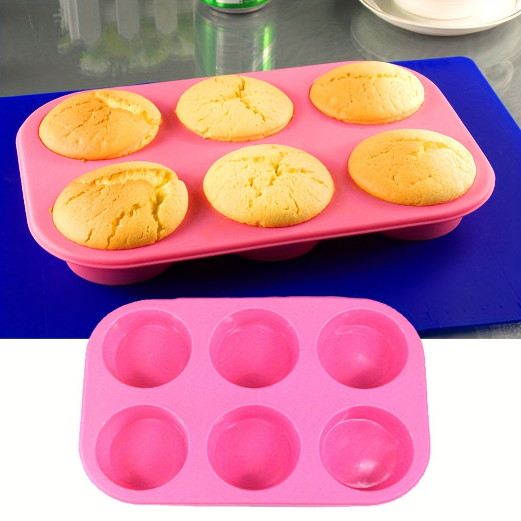 Silicone Muffin Pan 6 Cavity Non-Stick Cupcake Mold for Baking Pudding Kitchen Gadgets