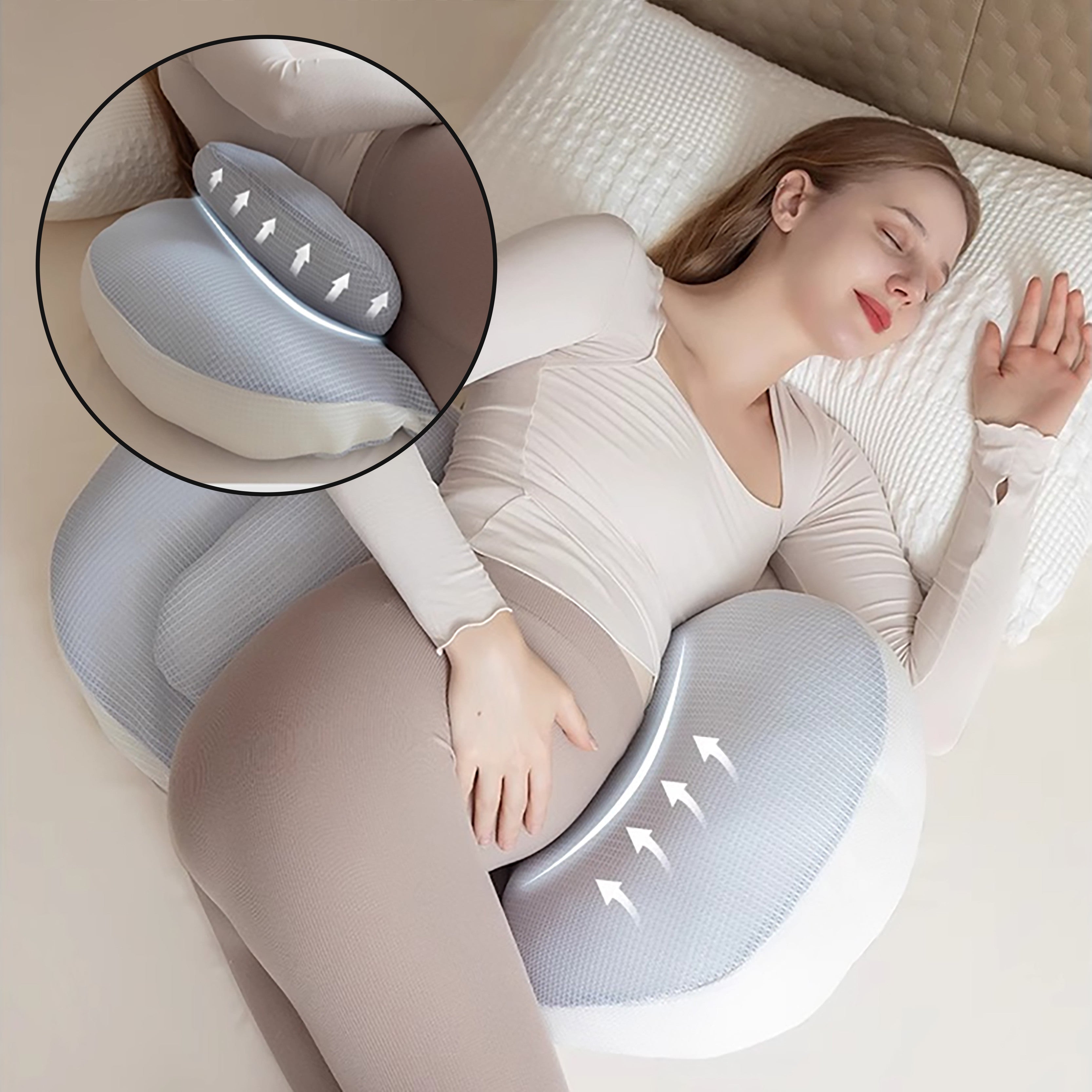 Set of 2 Ergonomic Maternity Pillows for Side Sleeping Full Body Support