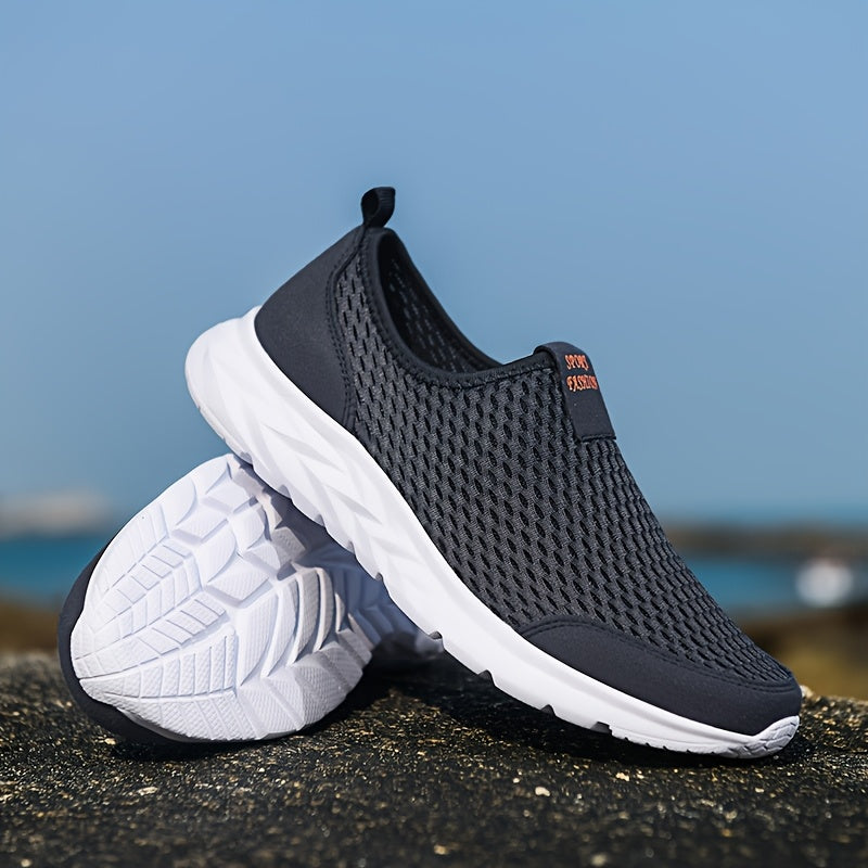 Men's Breathable Knit Sneakers with Non-Slip Sole and Comfort Inner Lining for All-Season Outdoor Casual Wear