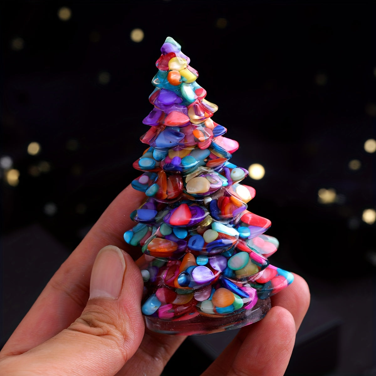 Natural Stone Crystal Resin Christmas Tree for Home Desktop Decoration