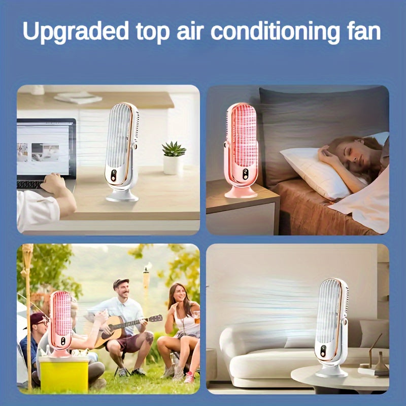 Portable Air Conditioner Fan with Dual Motors, Large Battery, 5-Speed, 720° Surround Air Blower for Office Travel Camping RV