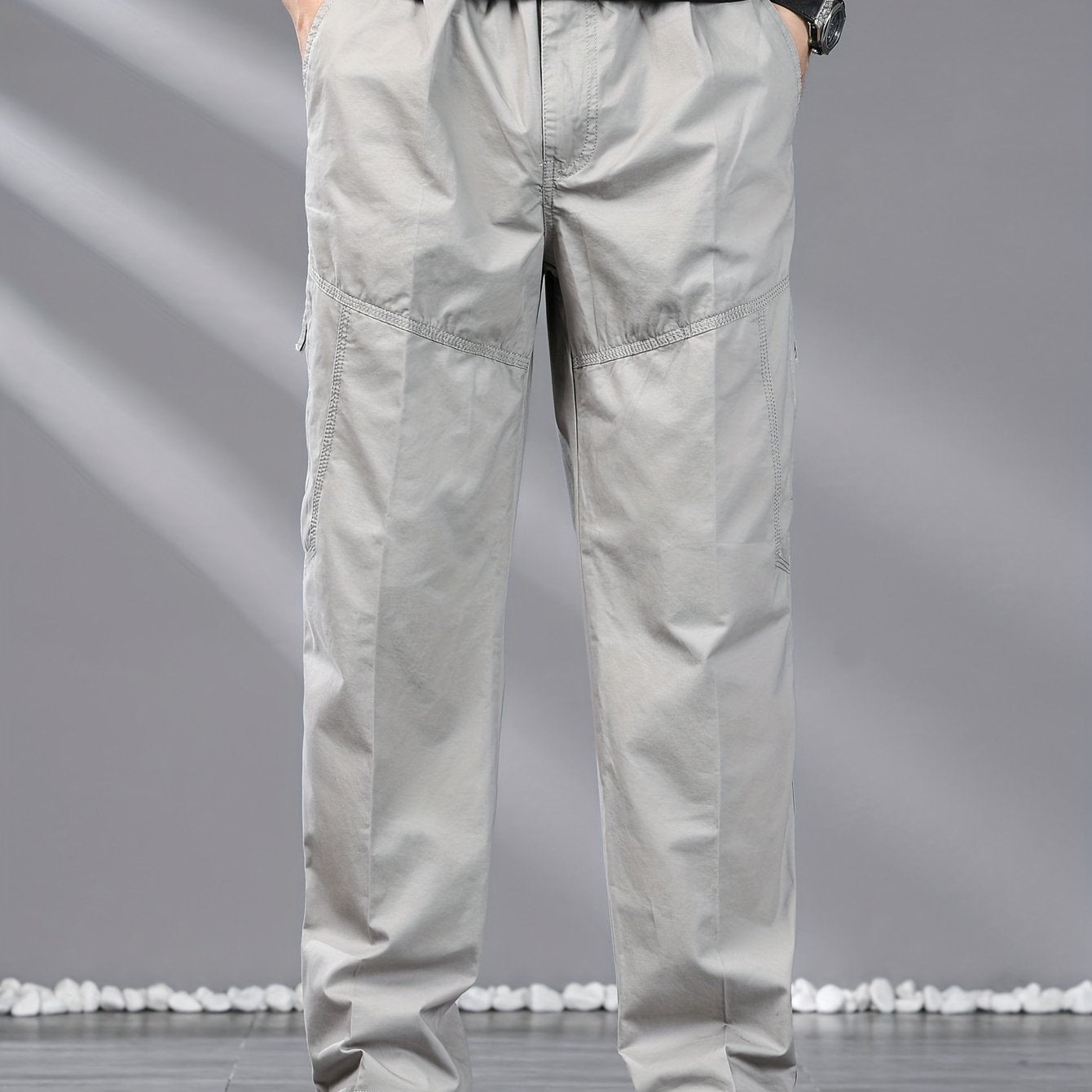 Мужские хлопковые шорты-карго свободного кроя однотонные с шнурком для повседневной носки на улице