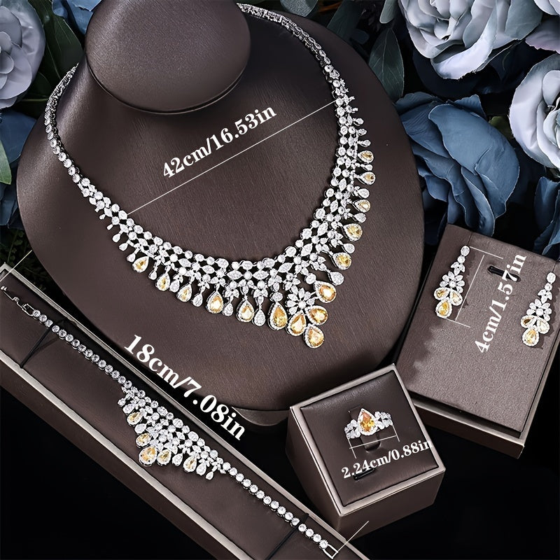 Women’s Claddagh Jewelry Set 4-Piece Bridal Accessories Copper Zirconia