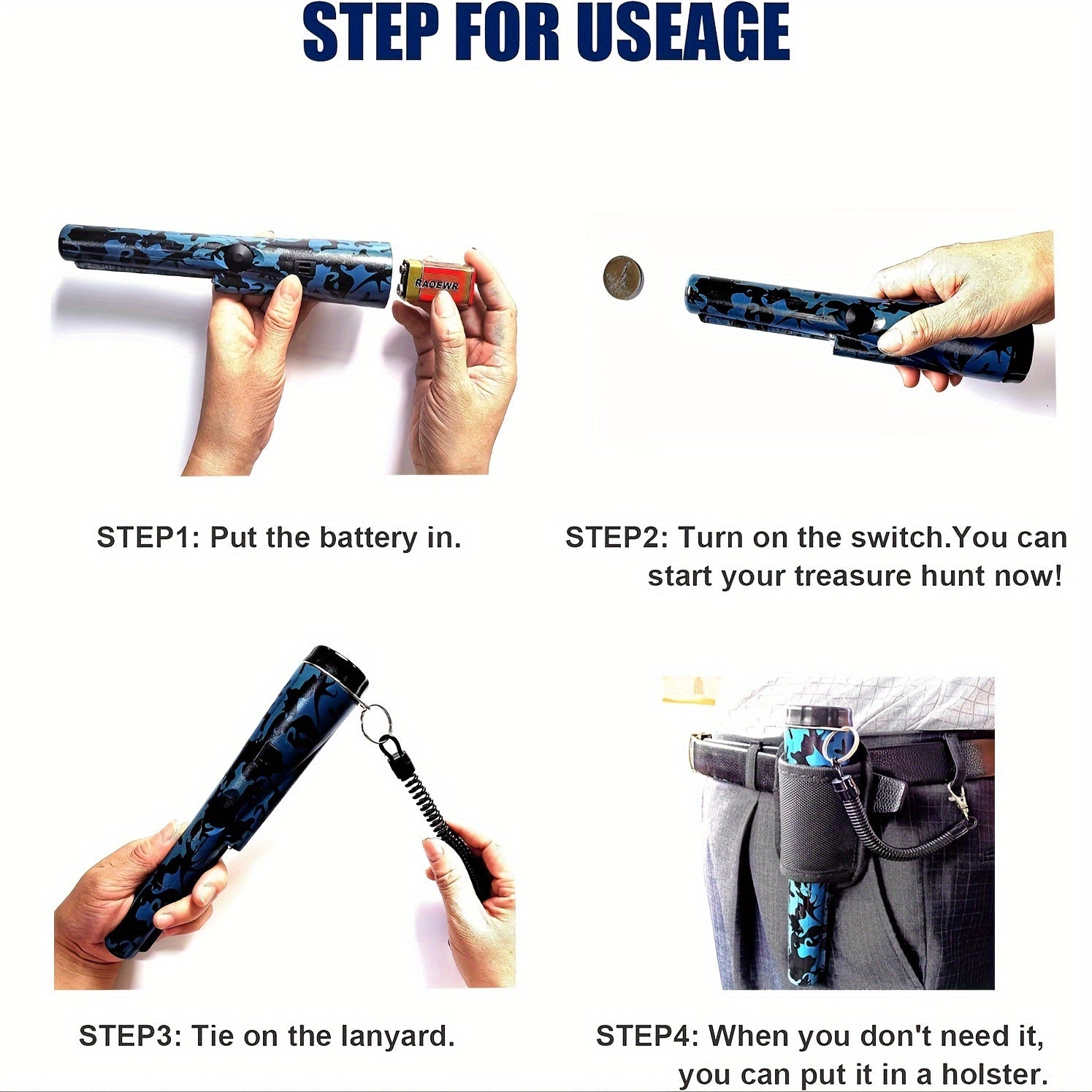 Ручной металлоискатель-детектор с 360° поиском, высокой чувствительностью для монет, украшений и сокровищ