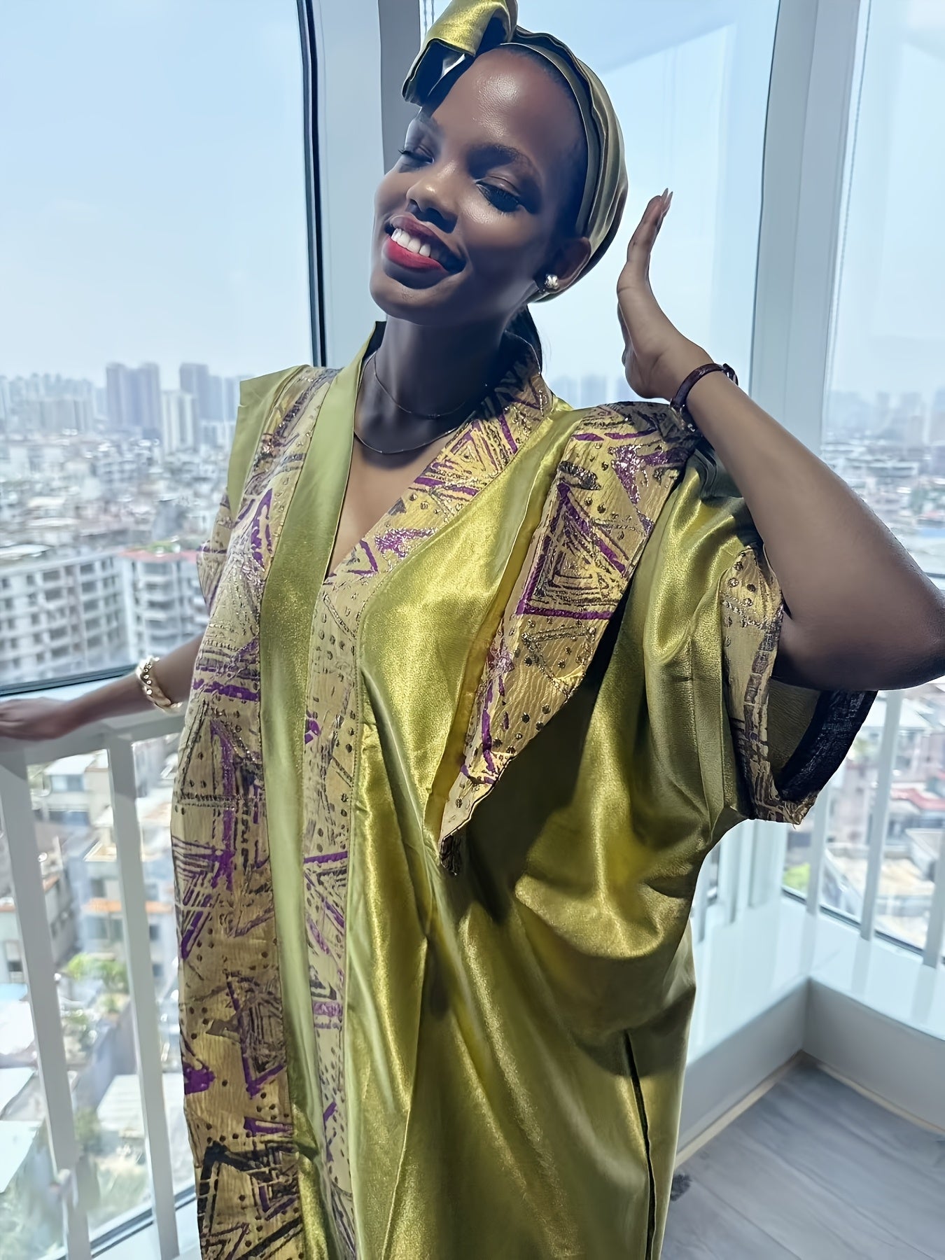 Plus Size Women's V-Neck Long Dress Color Block Asymmetrical Hem Lightweight Dress