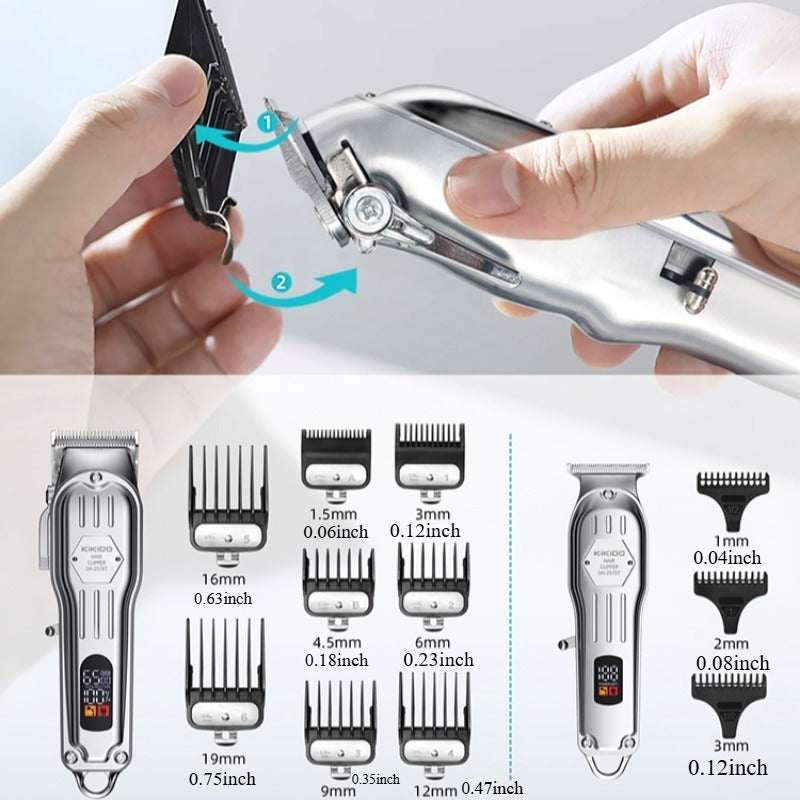 Professional Cordless Hair Clipper Set for Men Rechargeable Lithium Battery