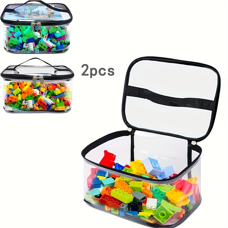 Oson tashish uchun qulay tutqich bilan, shaffof PVC tashkilotchisi, ikki tomonlama ziplar, suv o'tkazmaydigan portativ o'yinchoq saqlash sumkasi