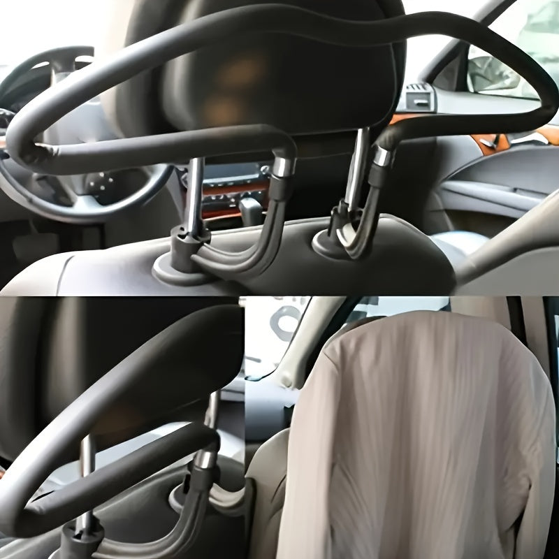 Adjustable Stainless Steel Car Seat Headrest Hanger with Suction Cup Hooks for Vehicle Interior
