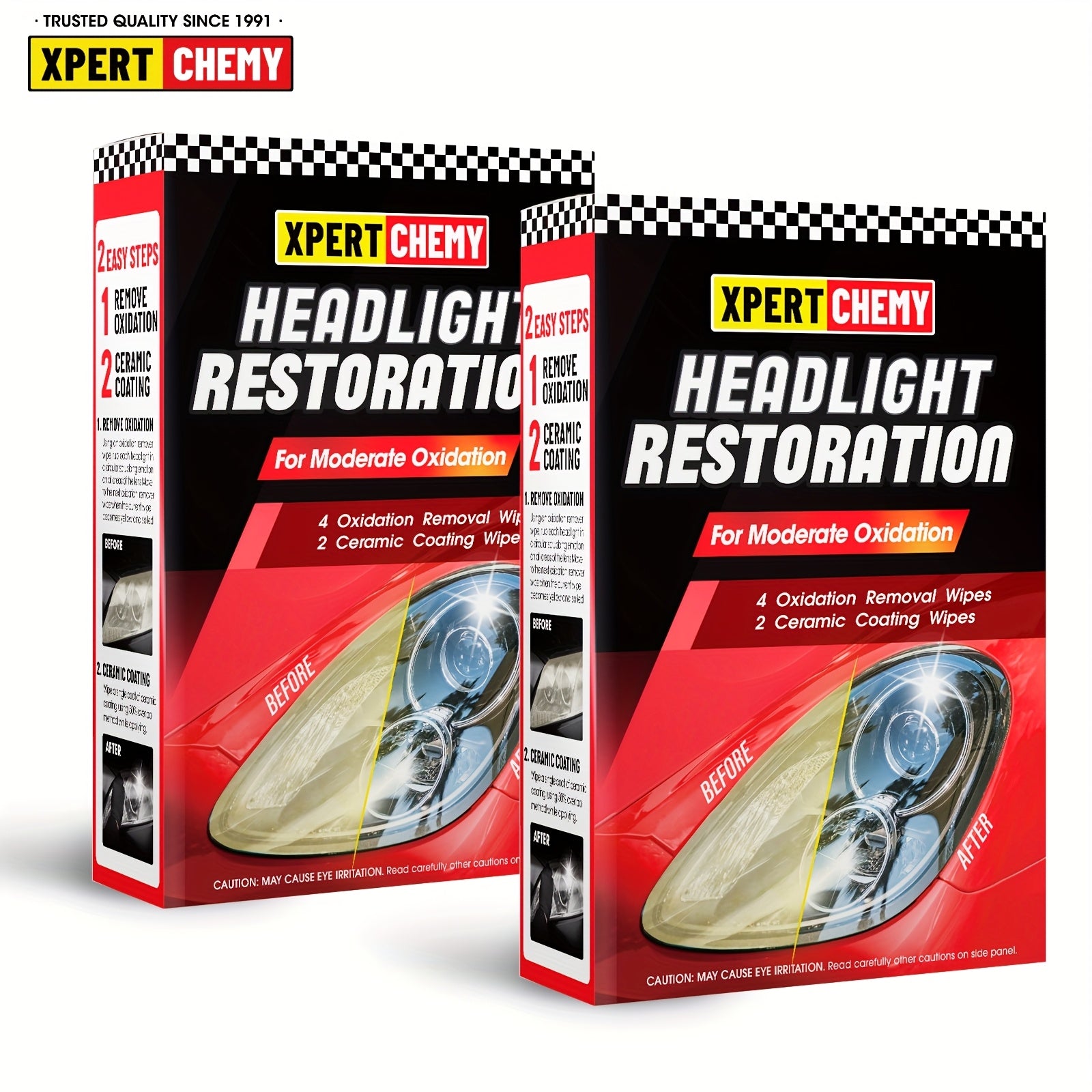 Headlight Restoration Kit - 2-Step UV Clear Coat for Sun Damage