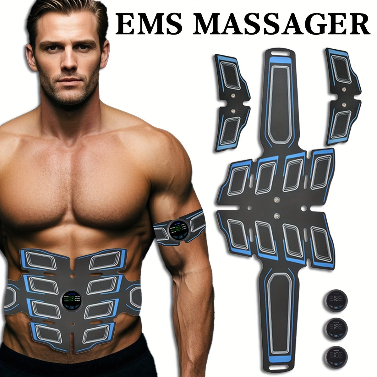 Uydagi fitnes uchun uch qismli USB zaryadlanadigan massaj kamar to'plami, Tens qorin mushaklarini o'rgatish moslamasi va EMS mushaklarni o'rgatish kamarini o'z ichiga oladi. To'liq tana mushaklari uchun 6 rejim va 18 intensivlik darajasini taklif etadi.