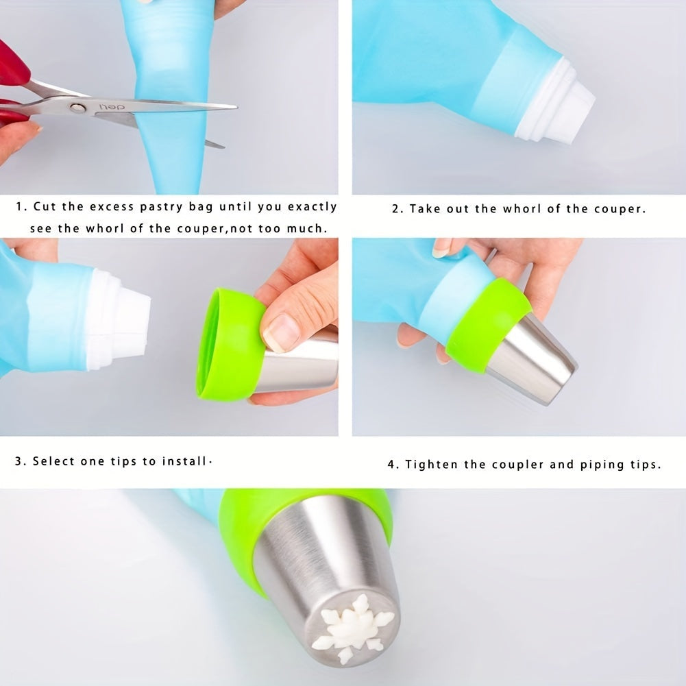 Christmas Cake Decorating Kit Stainless Steel Piping Tips Pastry Bag