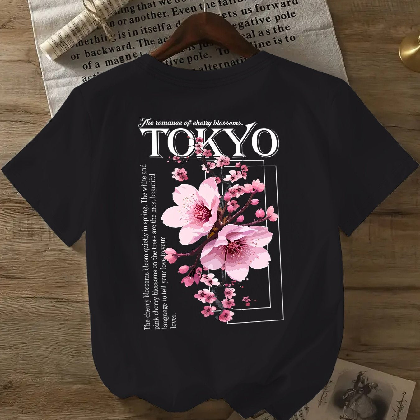 Women’s Cherry Blossom Graphic T-Shirt Short Sleeve Oversized Comfortable