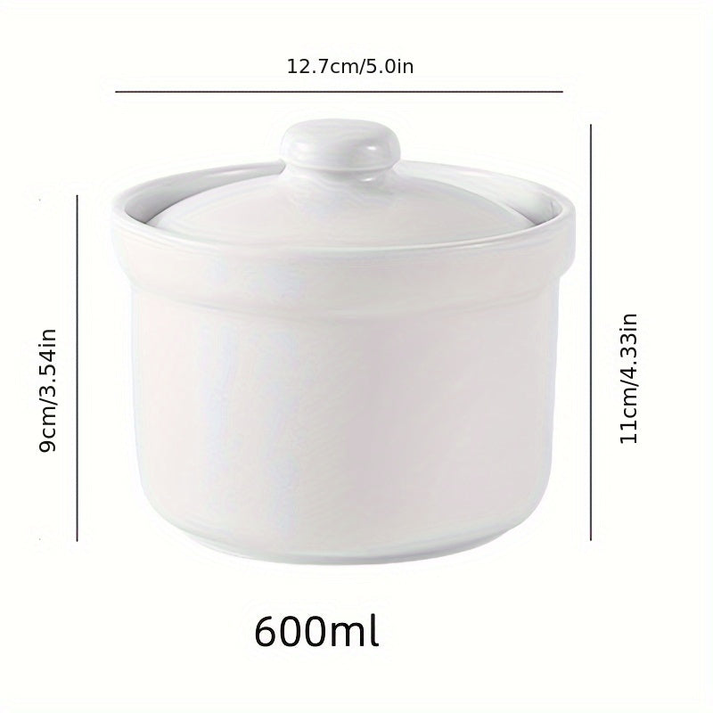 Очаровательная керамическая миска с крышкой - Идеально подходит для супов, десертов и здорового приготовления пищи - Необходима для безопасности продуктов в кухнях и ресторанах