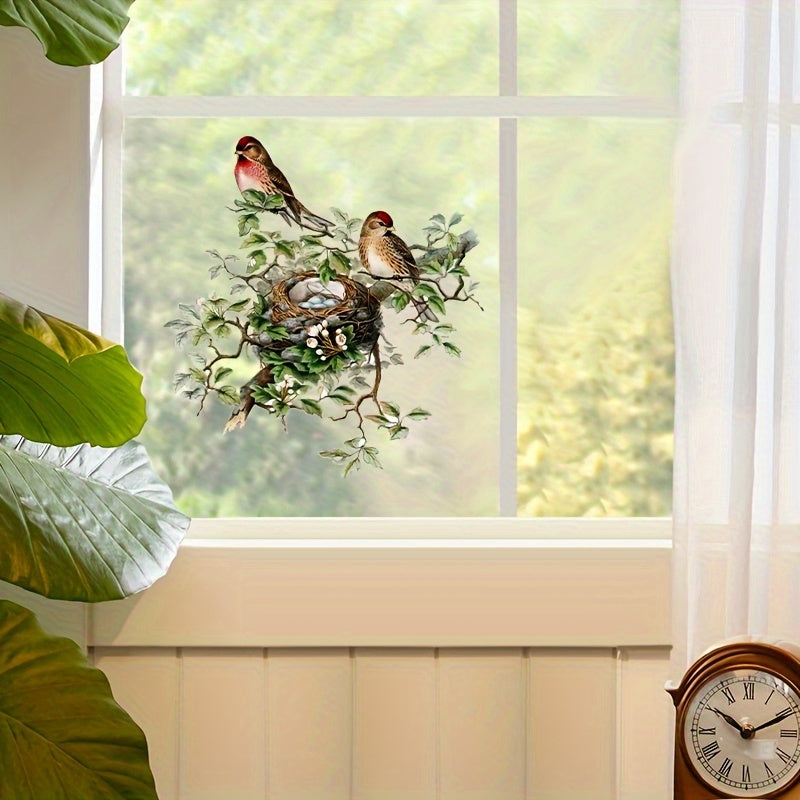 Bird's Nest and Branch Wall Sticker Self-Adhesive PVC Home Decor for Living Room Bedroom Entryway