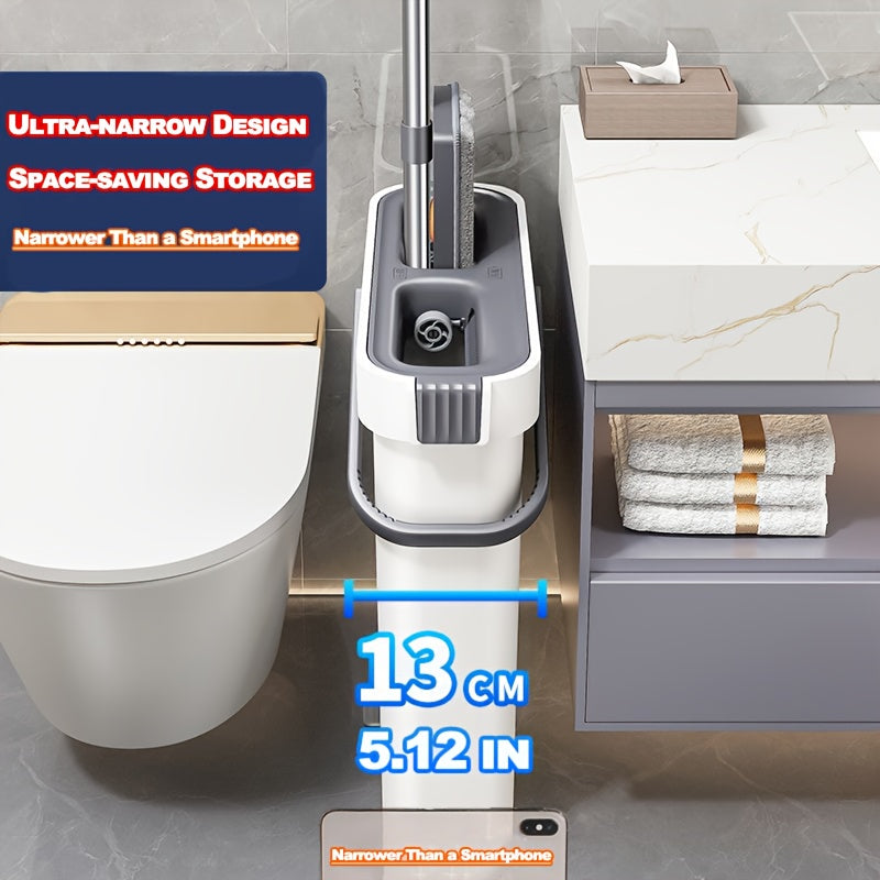 Microfiber Mop and Bucket Set with Dual-Tank, Washable Pads for Home Cleaning