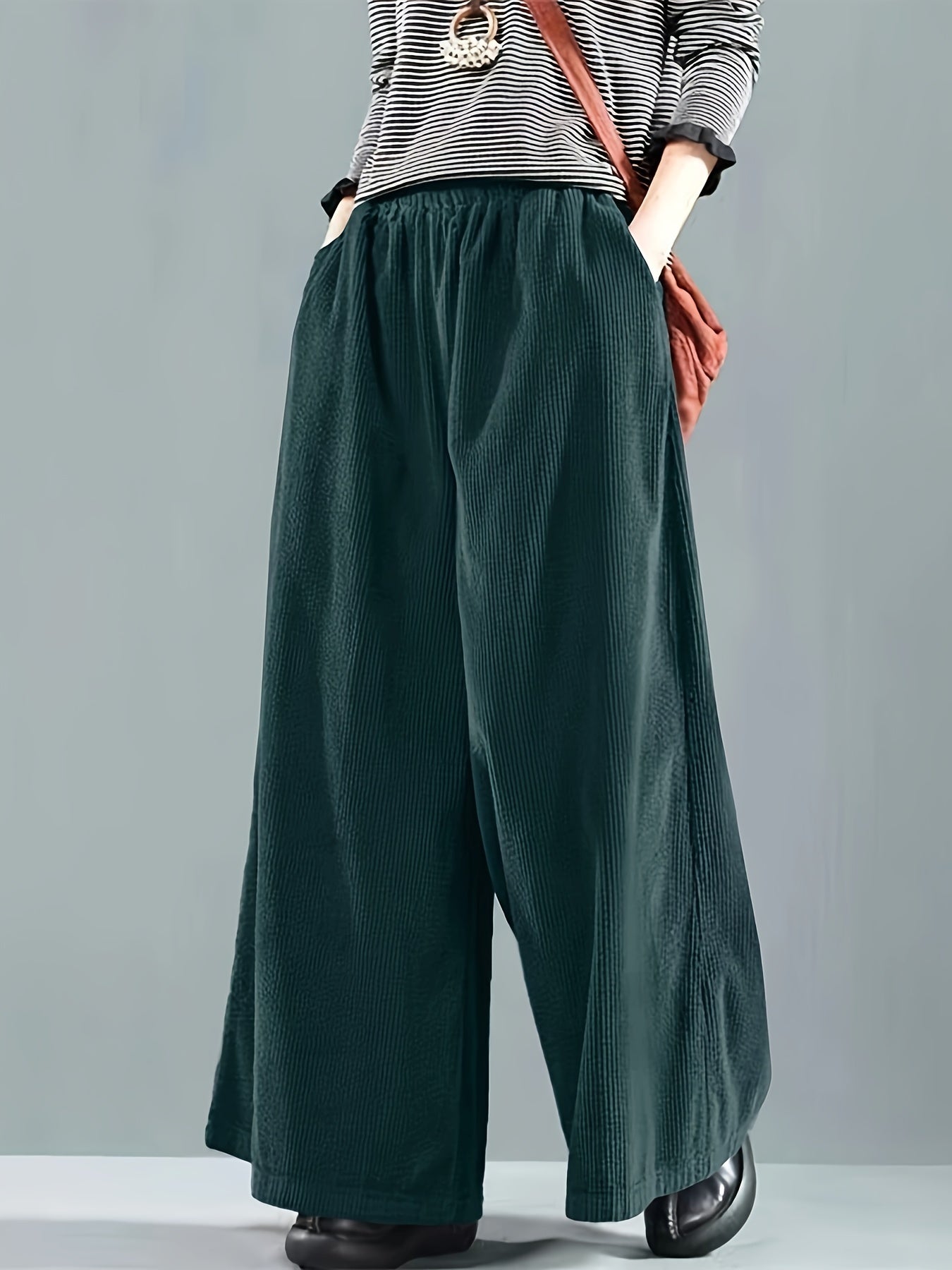 Women's Loose Fit Wide Leg Pants Plus Size Casual Commuter Pants