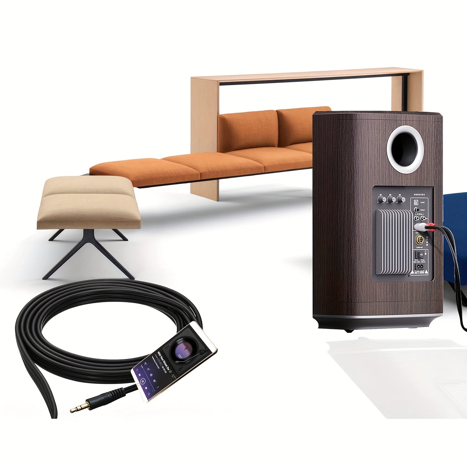 3.5mm to 2RCA Audio Cable 50ft Stereo Y Adapter for Smartphones Tablets Speakers HDTV