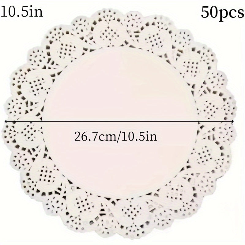 50 Pieces Lace Paper Oil Absorption Pads Cake Baking Pizza Food Pads in 3 Shapes
