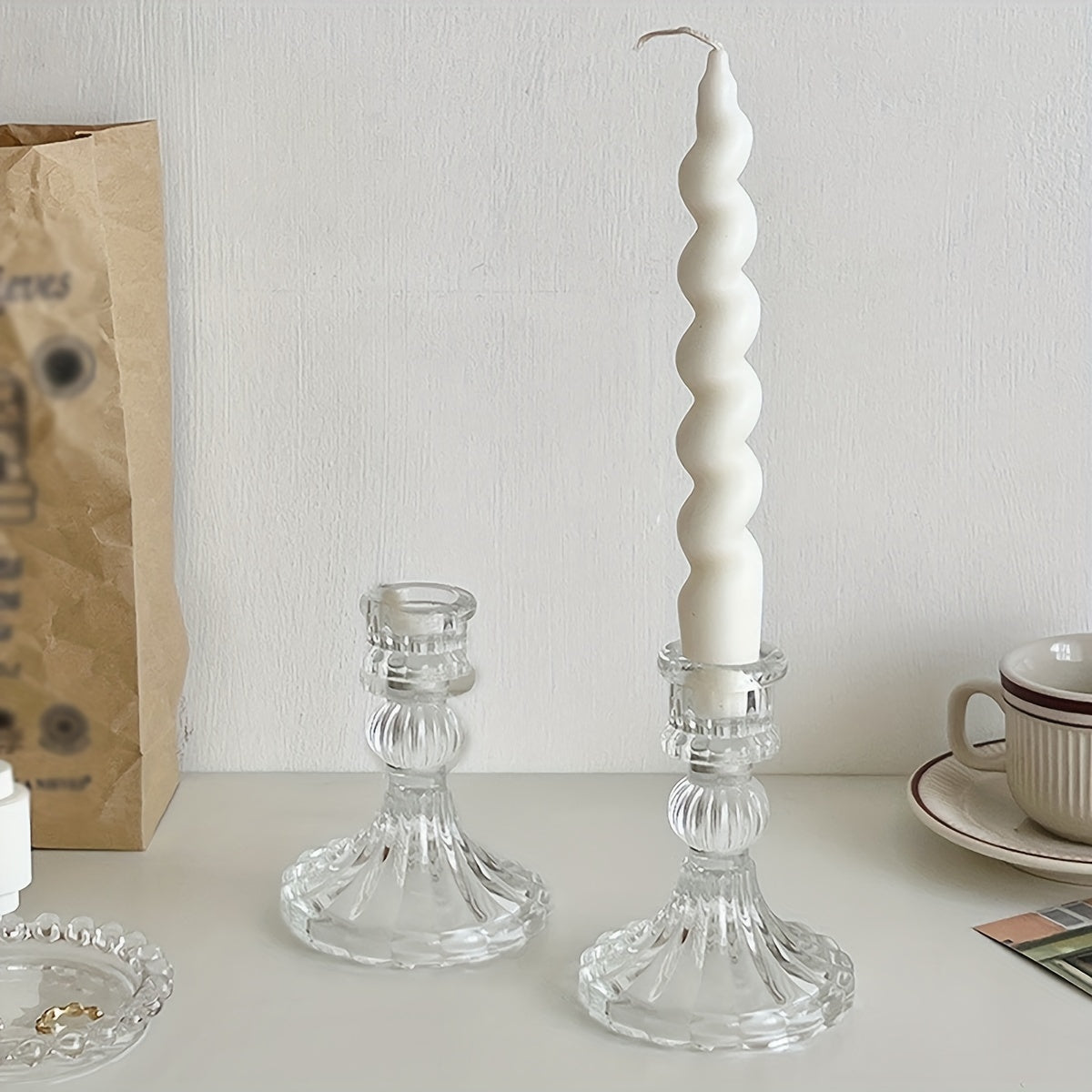 Glass Candle Holder Scandinavian Style for Weddings and Home Decor