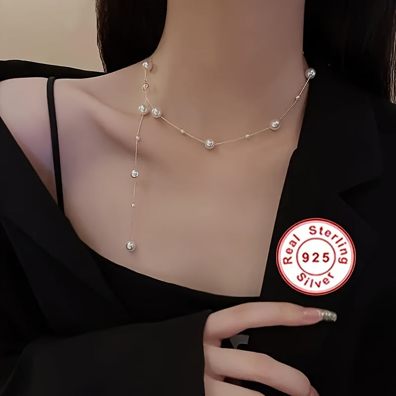 Zarif 925 Silver va 18K Gold Plated Freshwater Pearl Necklace, Orange Heart Rain dizayni - U uchun ideal yozgi va Sevgililar kuni sovg'asi