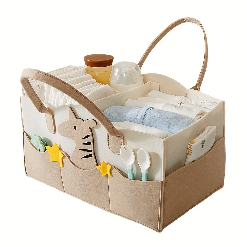 Large Capacity Wool Felt Diaper Bag with Foldable Tote for Moms