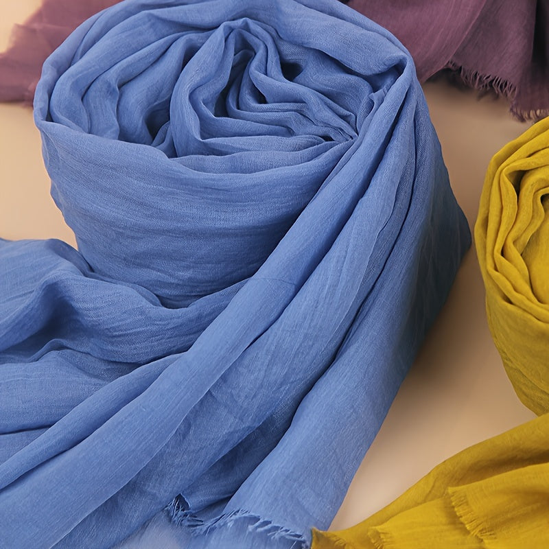 Women's Lightweight Solid Color Scarf Shawl Breathable Soft Polyester Sun Protection