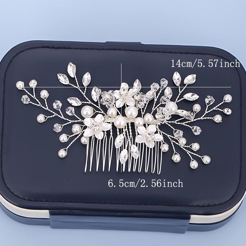 Bridal Hair Comb with Crystals and Faux Pearls Wedding Hair Accessory Elegant Bridal Hairpin